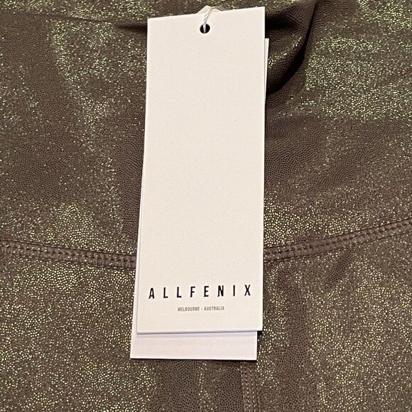 NWT Allfenix Womens Liquid Olive Green Shimmery Pull On 7/8 Leggings Size Small - Picture 7 of 8
